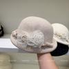 Осенний и зимний шерстяной берет женский с цветком гофрированный цилиндр открывающий лицо маленький восьмиугольный шляпа-бутон универсальная шляпа для дочери