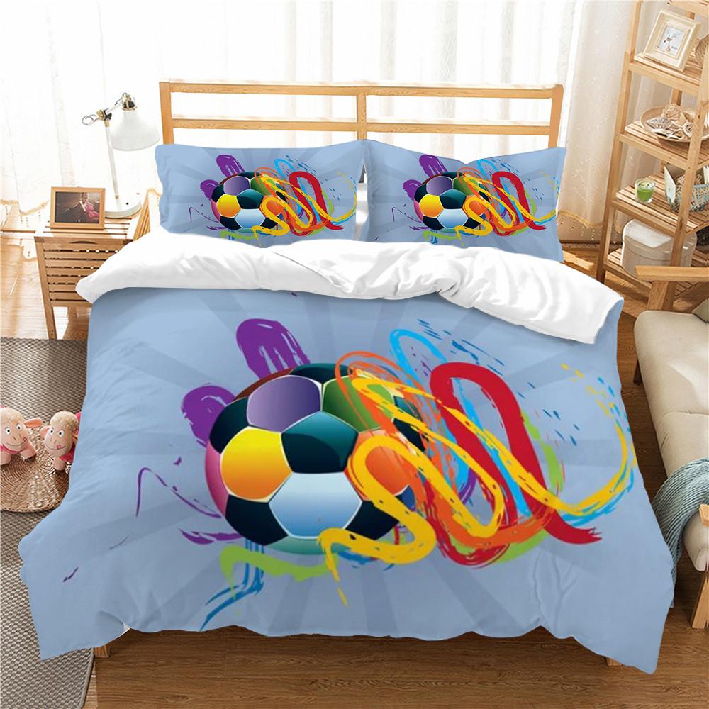 Комплект постельного белья 2/3 шт. пододеяльник, пододеяльник с 3D футбольным принтом, домашнее постельное белье, полиэстер, микрофибра, моющийся для спальни