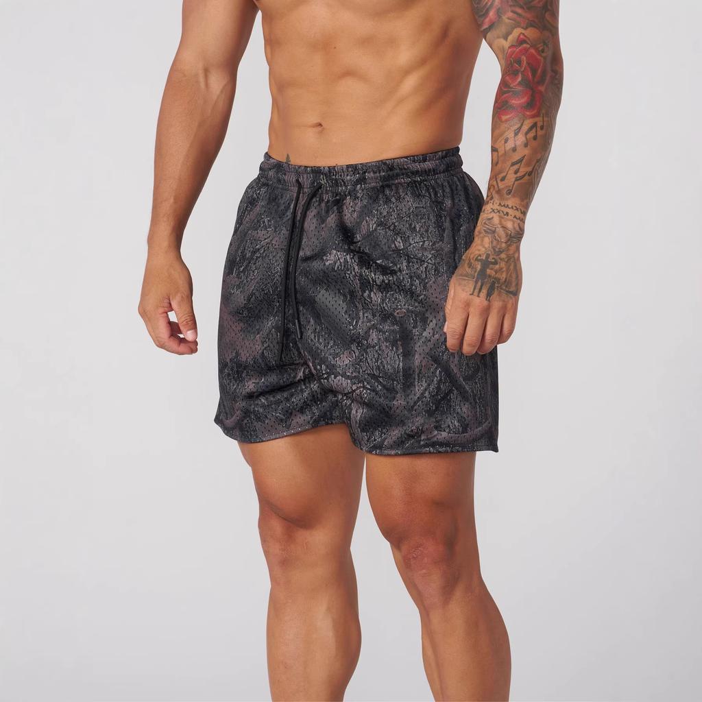 Men's Printed Sports Shorts with Elastic Waist for Gym and Casual Wear