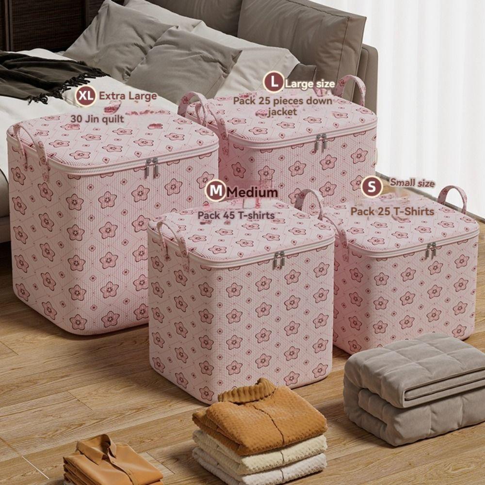 Foldable Clothes Storage Bins With Handle Moving Storage Quilt Bag Closet Storage Box  for Home