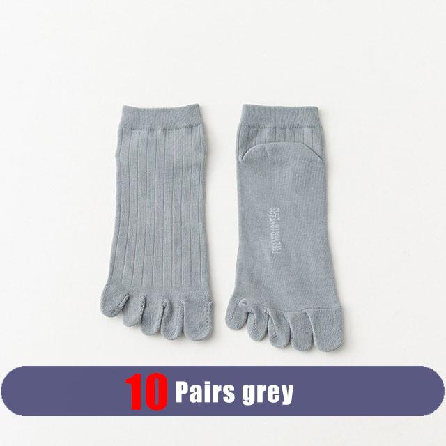 10 пар носков до щиколотки с пятью пальцами, мужские хлопковые полосатые однотонные дышащие впитывающие пот молодежные модные спортивные короткие носки для студентов