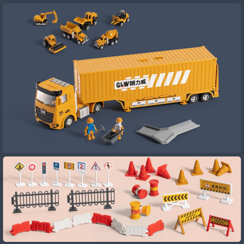 Alloy Construction Vehicle, Container Parking Lot, Simulated Container Track Pendant Children'S Toy Car