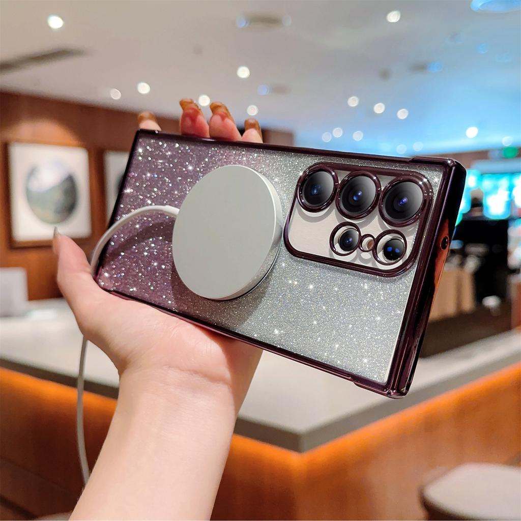 For Samsung Galaxy S25 Ultra Case Gradient Sparkle TPU Phone Cover Compatible with MagSafe