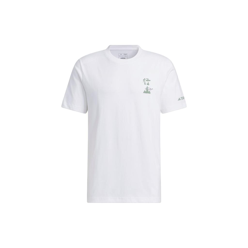 Adidas T Shirts Men's White Crew Neck Moderate Straight Fit IU1264