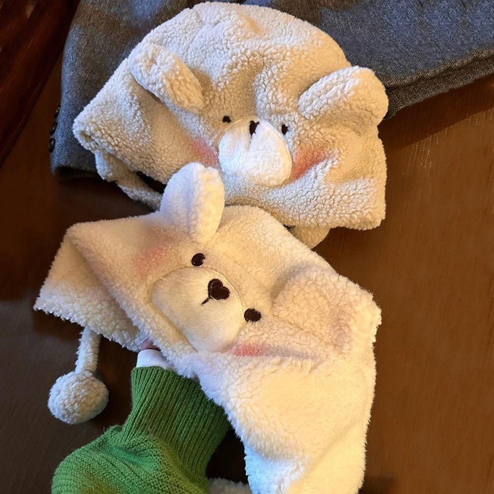 Fashion Cute Bear Ears Warm Windproof Cap Lamb Hair Cap Winter Hat Beanies