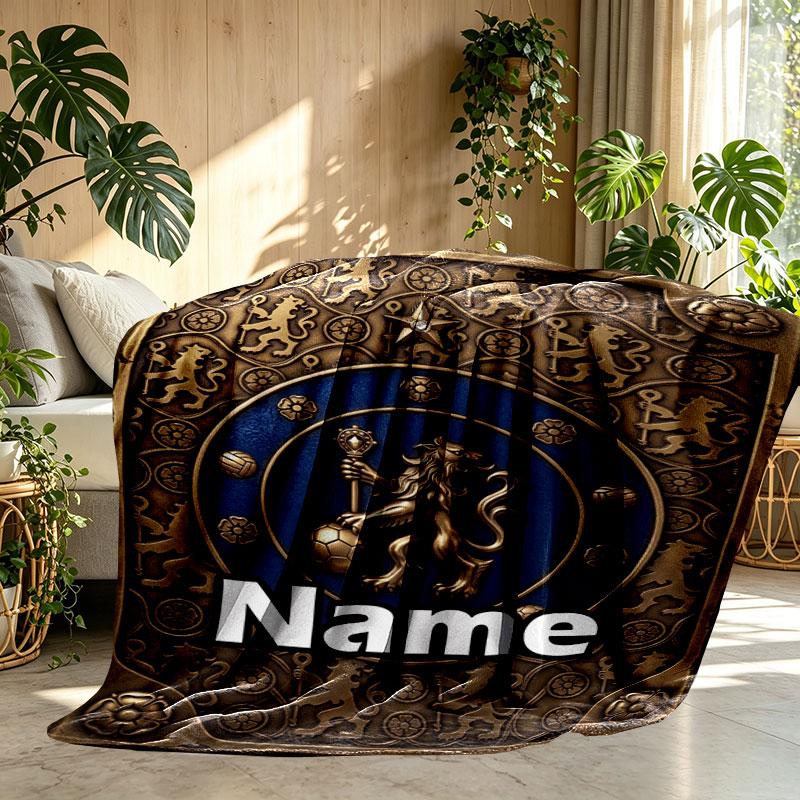 Custom Name Personalized Chelsea Football Club Print Blanket, Home Decor, Bedroom, Sofa, Camping, Couch, Gifts for Birthday Christmas