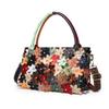 One Shoulder Women's Bag  Genuine Leather Bag  Snake Skin  Colorful Flowers  Contrast Rivet  Fashion