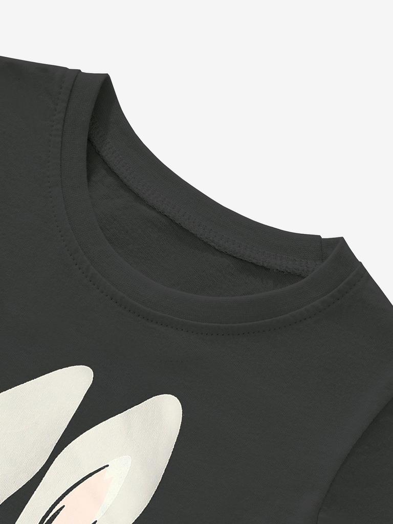 Осенне-зимняя футболка с длинным рукавом для девочек с мультяшным кроликом - Повседневный европейский и американский стиль