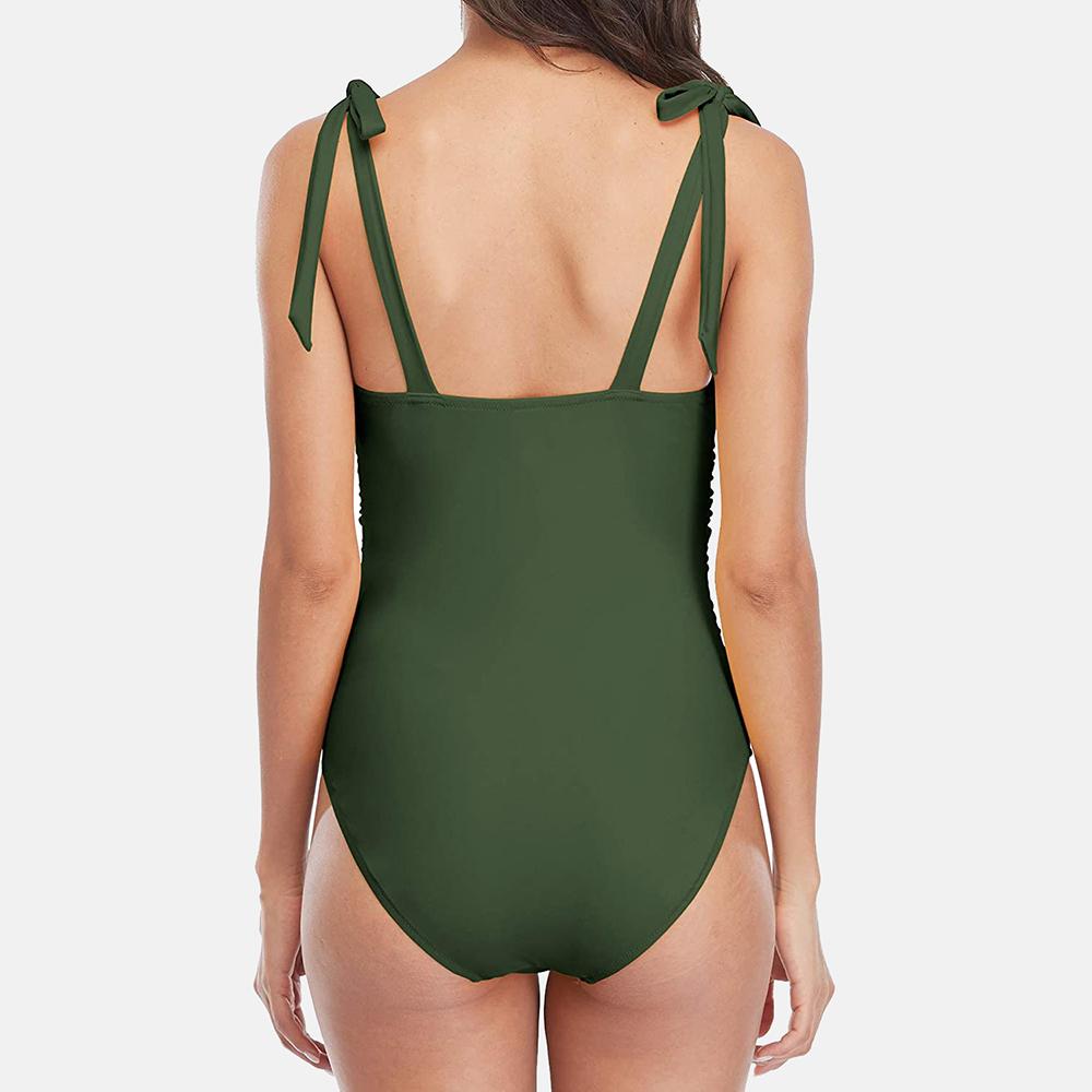 CHARMLEAKS Женский цельный купальник с квадратным вырезом, монокини, купальник с оборками на животе, купальник