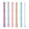 5Pcs Hollow Teething Tubes for Baby Soft Silicone Teether Baby Teething Toys with Cleaning Brush