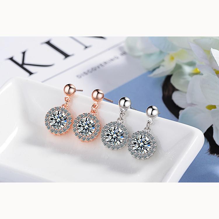 Бриллиантовые круглые серьги 1 пара блестящих циркониевых сережек-гвоздиков для женщин винтажные свадебные украшения стильный и элегантный модный подарок для девушки