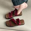 Niche Retro Style Square Head with Cool Slippers, Women Wear Platform Slippers with Skirts and Shoes