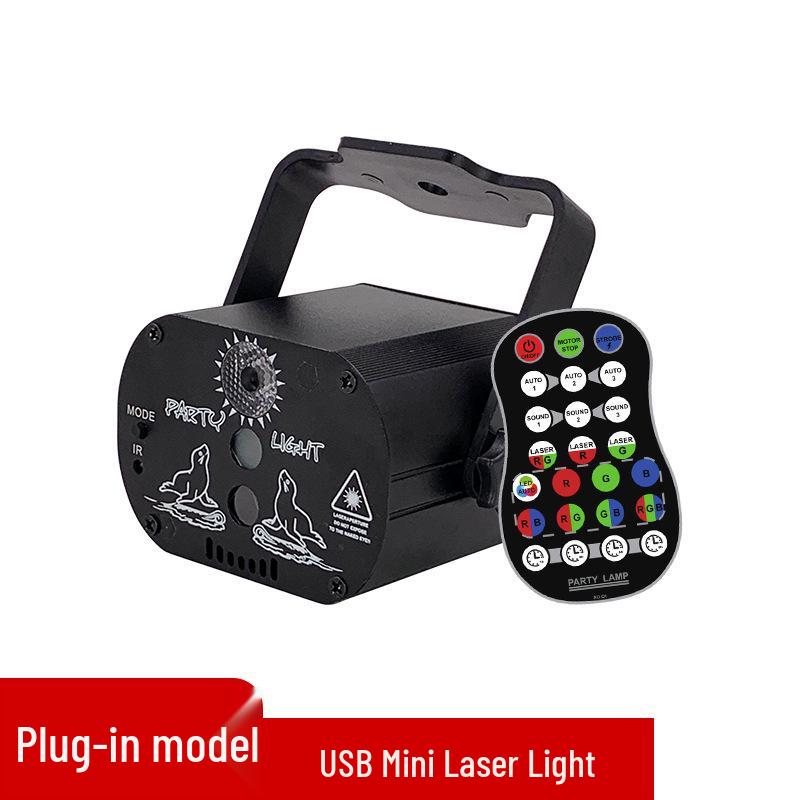 LED Seven-Color Outdoor Mini Laser Stage Light with USB for Disco, Christmas, and Starry Sky Projections