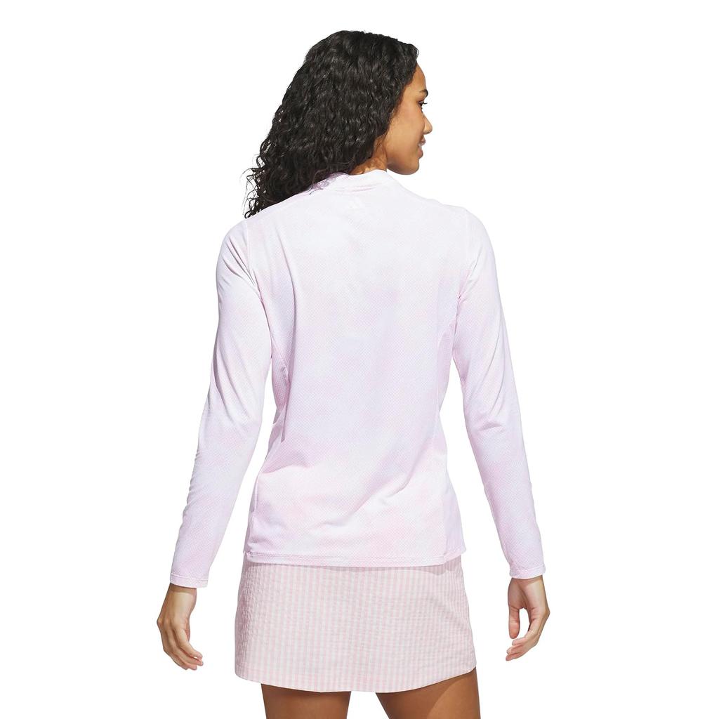 Women's Golf Top adidas Ultimate365 Printed Quarter Zip Mock Neck Short Sleeve Recycled Polyamide KTB45