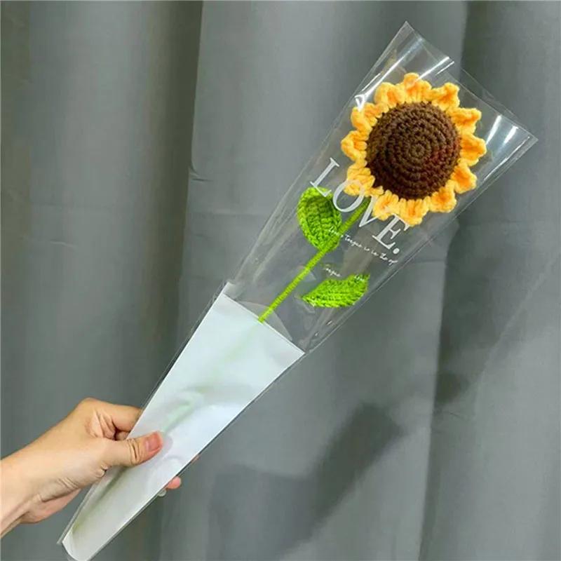 1/3Pcs Hand-Woven Creative Knitting Bouquet Hand Knitting Sunflower Artificial Bouquet Decoration Fake Flowers