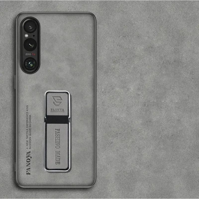 Sheepskin Leather Case for Sony Xperia 1 VII V Ii Matte Silicone Bumper KickStand Holder Cover for Xperia 10 V VI 1 V II 5 IV