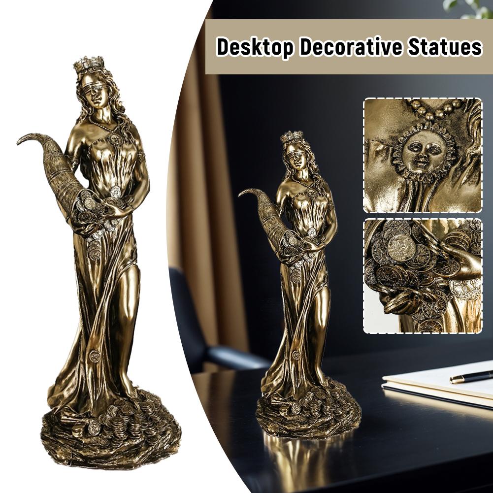 Винтажная смола Греческая богиня богатства Украшение для дома и офиса Ангельские поделки Счастливый настольный и подарки Домашняя статуэтка Декор для кассира P5D7
