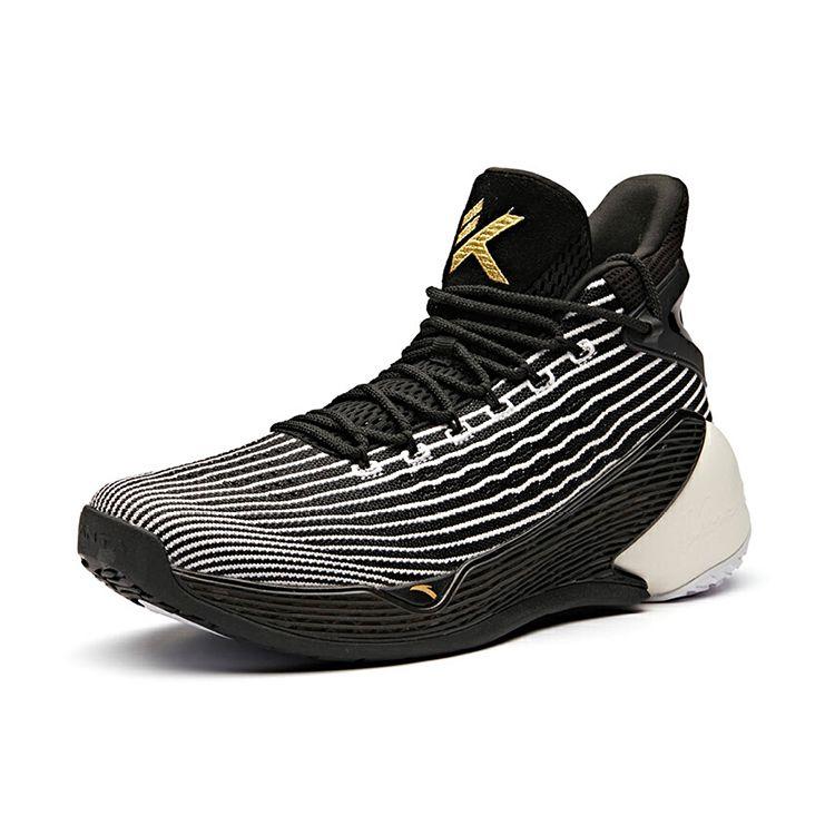 Anta KT4 Playoffs Shock Absorption Non-Slip Wear-Resistant High-Top Basketball Shoes Men Sneaker Black White 11921101-4