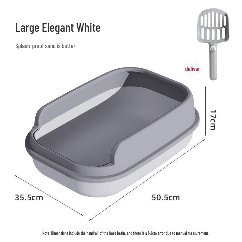 Large Semi-Enclosed Thickened Cat Litter Box with Scoop - Anti-Splash Design