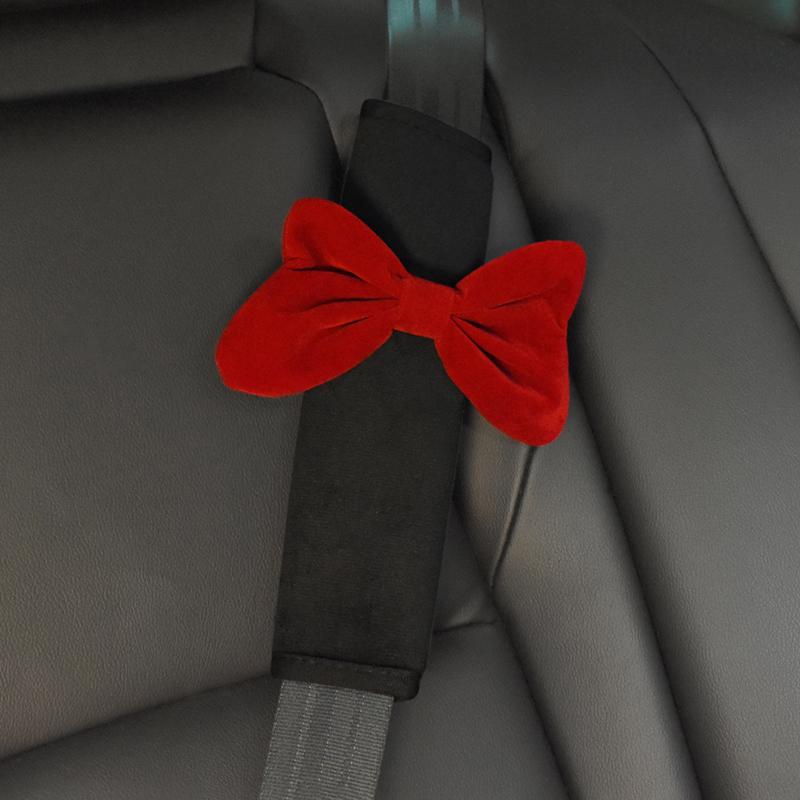 1 шт. Милая мультяшная красная автомобильная подушка для шеи с бантом, универсальная поддержка подголовника автокресла, чехол для ремня безопасности, автомобильные аксессуары для женщин