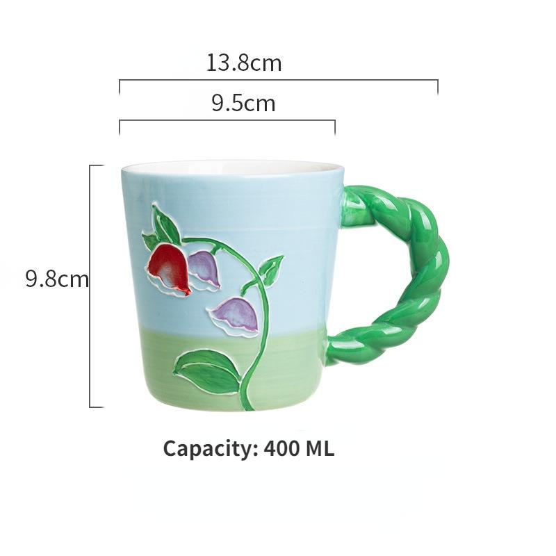 Расписанная вручную керамическая кружка с изображением цветка тюльпана, чашка для кофе и чая