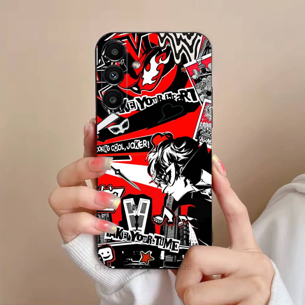 Game P-Persona 5 Phone Case For Samsung S25,24,23,22,21,S20,Ultra,Plus,FE Black Soft Cover