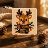Family Activity Kit Christmas Mosaic Art Kit, DIY Sea Glass Santa Reindeer Artwork Craft for Home Decor, Handmade Gift Artistic Collage Materials