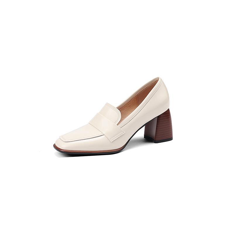 Мода 2025 Весна Новые ТУФЛИ ЖЕНСКИЕ ИЗ НАТУРАЛЬНОЙ КОЖИ ПОВСЕДНЕВНЫЕ Женские Слипоны Лодочки с Мелким Вырезом Квадратный Носок Каблуки Женская Обувь Zapatos De Mujer