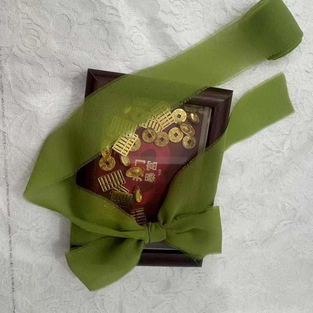 Chiffon Ribbon Bow with Frayed Edges for Weddings and Floral Arrangements