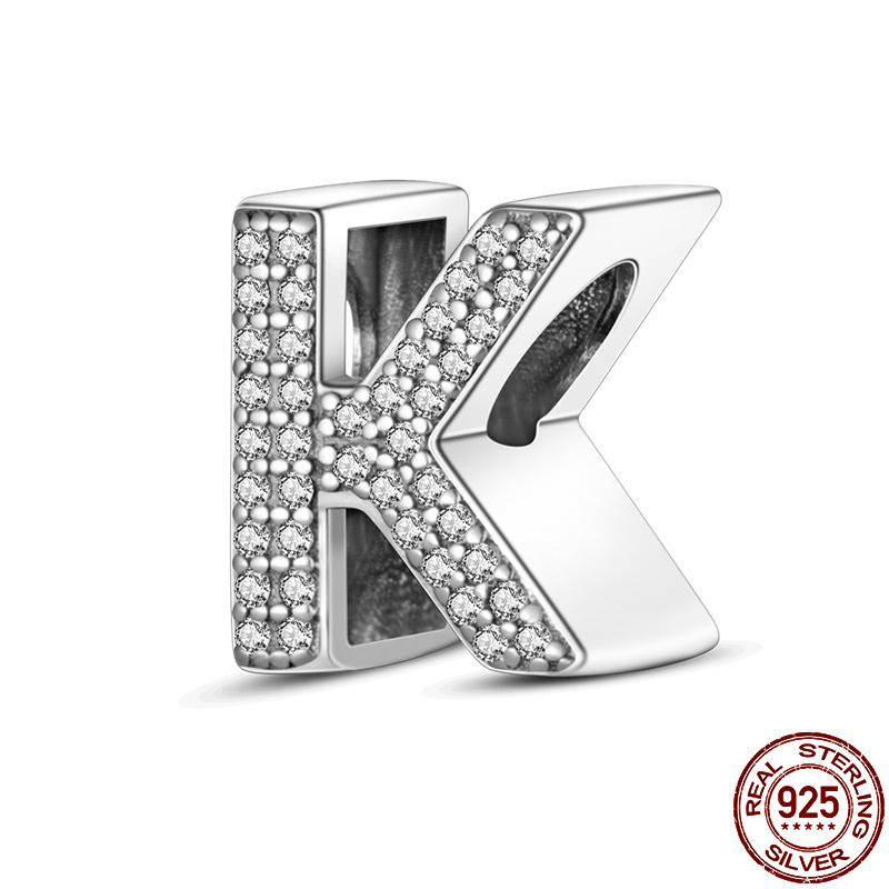 Silver 925 Charms Original Fit Original Bracele Silver Classic 26 Letters Beads Diy Charm For Women Jewelry
