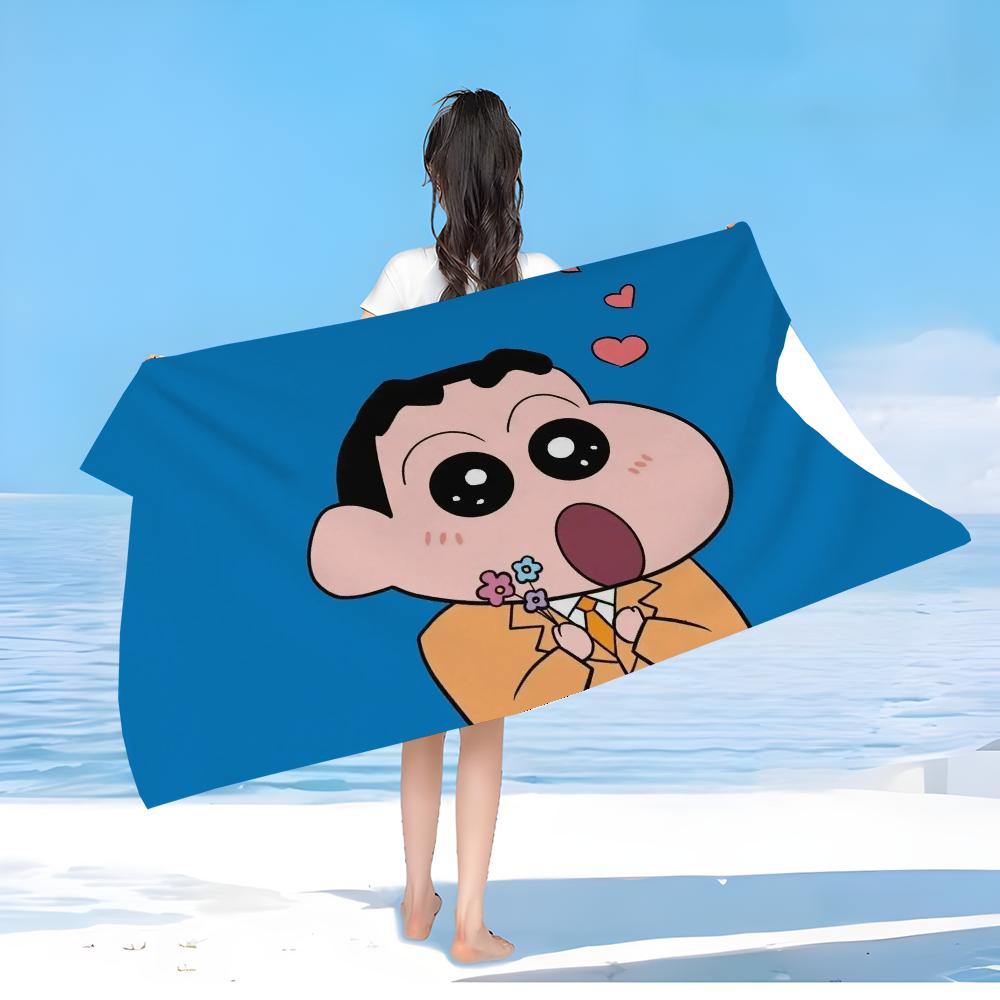 Bandai Crayon Shin-chan Microfiber Printed Beach Towel Mountain Climbing Yoga Beach Swimming Running Absorbent Soft Towel