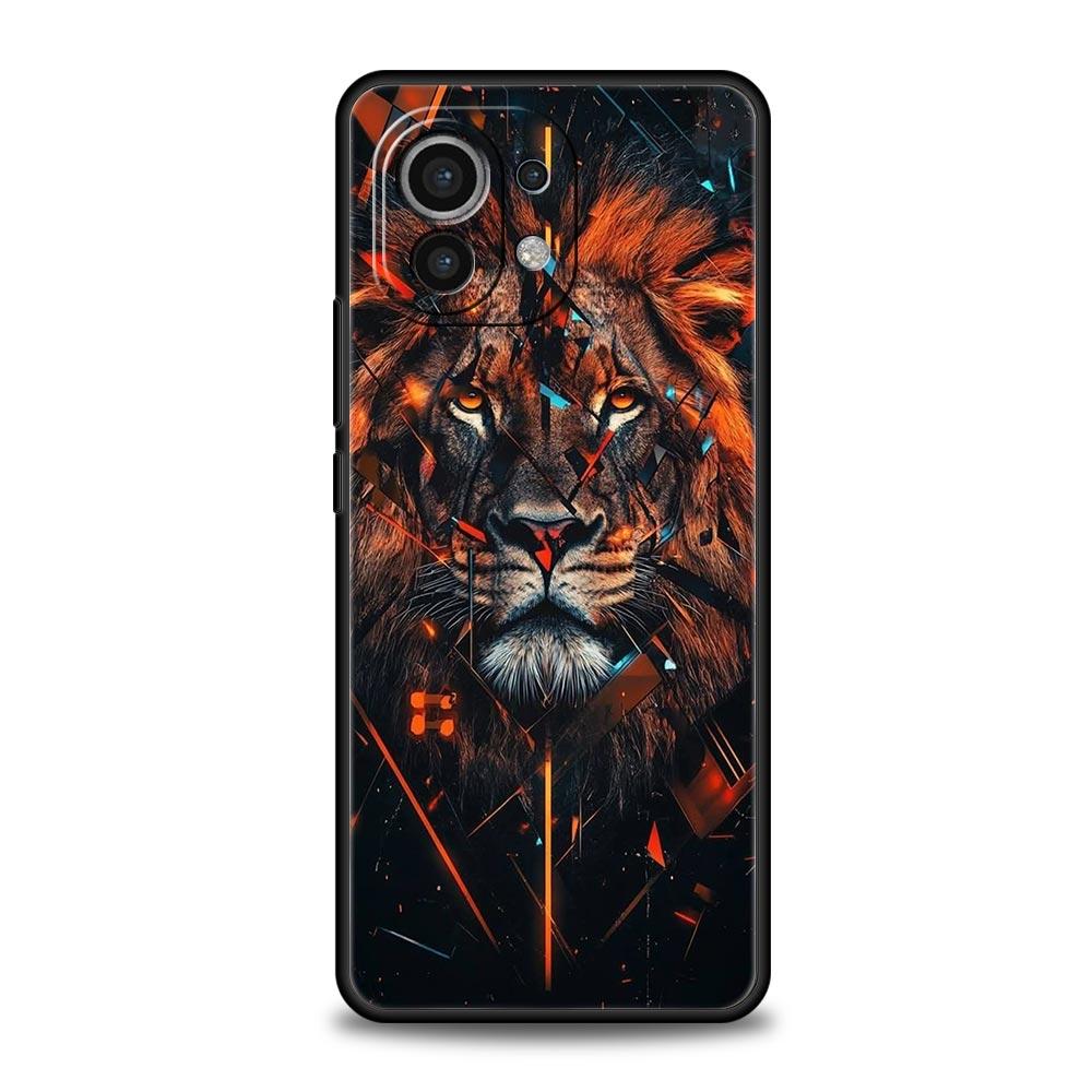 Cross Pattern Bicolor Lion Phone Case Cover for Xiaomi Mi 17 15 14 13 12 11 Ultra 15T 14T 13T 12T 11T Pro Lite 5G Soft TPU Shell