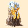 68cm Lemon Pattern Scarf New Spring Summer Emulation Silk Scarf Fresh and Versatile Clothing Bag and Shawl Headscarf