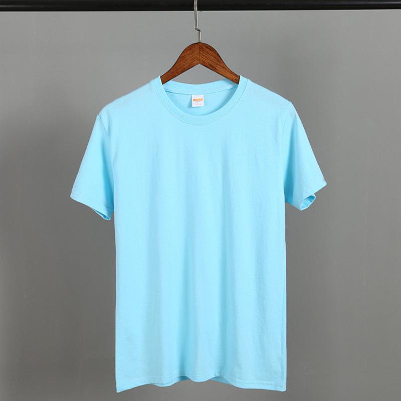 Мужская повседневная однотонная футболка с коротким рукавом - смесь полиэстера, шелка и хлопка