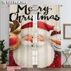 2pcs,2D Plane Printing Popular Curtain Panels Merry Christmas Santa_ Snowman and Reindeer Versatile Durable Polyester (without