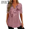 Women's Fashion Casual Summer Floral Print Short Sleeve V-Neck Blouses & Shirts