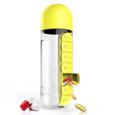 Multi functional 2-in-1 water cup medicine box, 7-day medicine box, outdoor portable water bottle medicine box cup