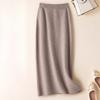 Winter High Waist Knitted Pencil Skirt Women Stretchy Slim Fit Mid Length Warm Skirts