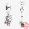 Authentic 925 Silver Charm Fit Fashion Bracelet S925 Sterling Silver Pink Love Typewriter Charm Diy Girls Jewelry Pendant Gift