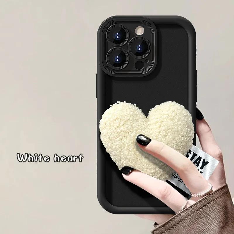 Милый корейский 3D плюшевый чехол-сердечко для телефона Samsung Galaxy S25 S24 S23 S22 S21 Ultra Plus FE A32 A13 A33 A34 A16 Мягкий чехол