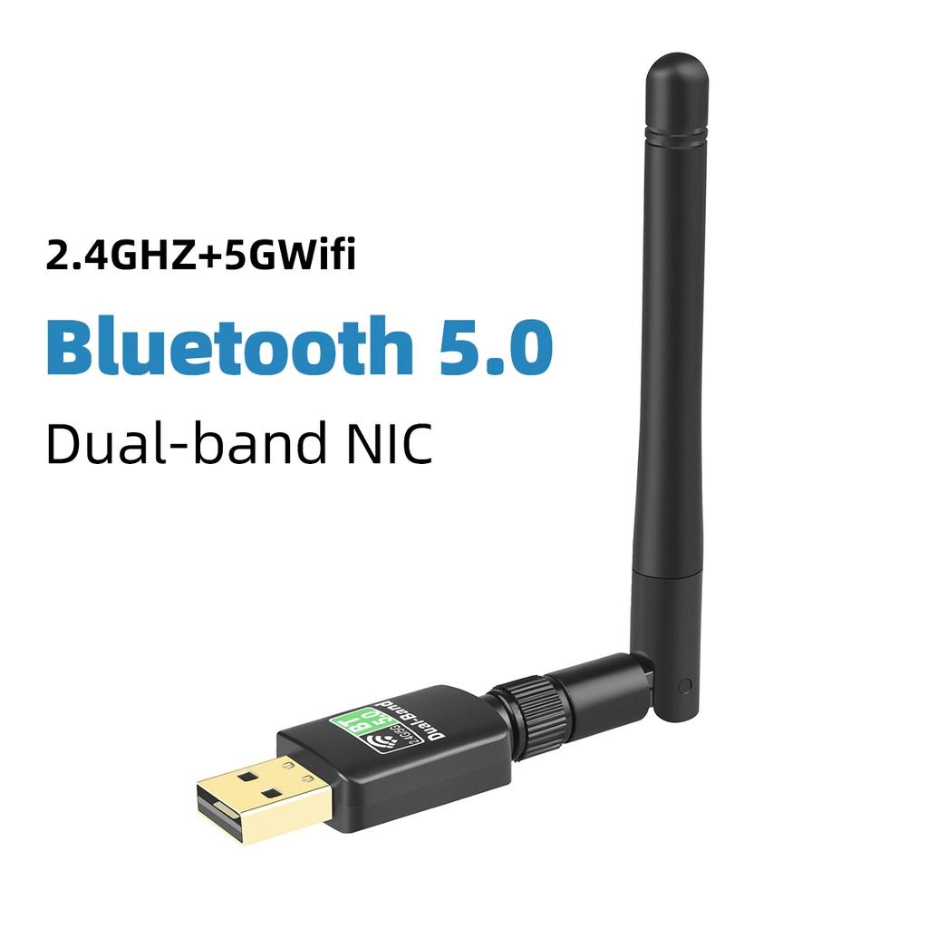 FONKEN 2 в 1 Bluetooth 5.0 Wi-Fi USB-адаптер 600 Мбит/с Сетевая карта Двухдиапазонная антенна 2,4 ГГц и 5,8 ГГц Ethernet для ПК Wi-Fi Windows/MAC OS