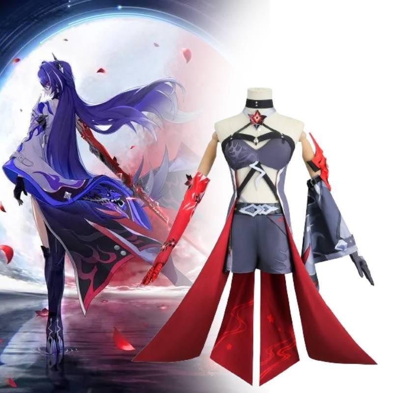 Яркий желто-красный костюм для косплея для игровых энтузиастов с париком