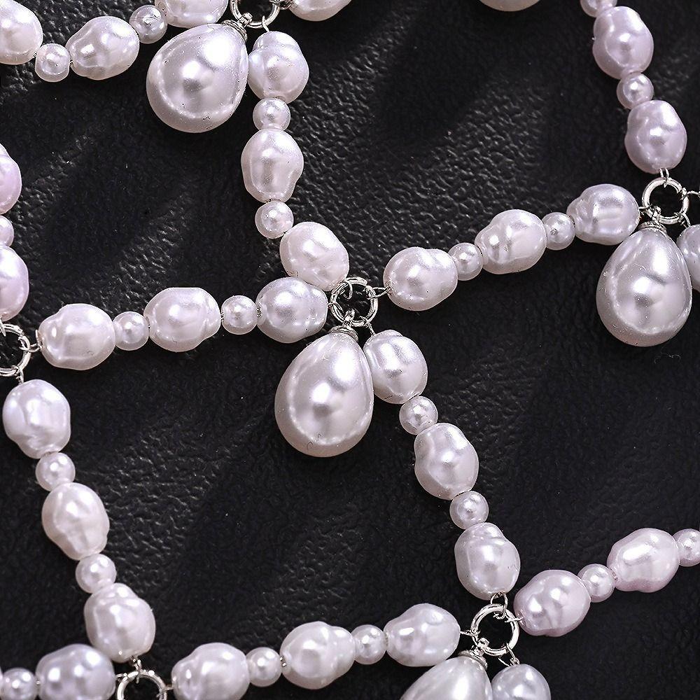 Elegant Pearl Mesh Headpiece Boho Pearl Hair Chain Vintage Beaded Headpiece Bridal Wear