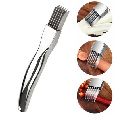 Лукорезка из нержавеющей стали 6-лезвийная измельчитель-резка для зеленого лука нескользящая ручка