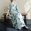 Плюс Размер 2025 Летнее Платье Женское Повседневное Винтажное Платье Базовый Пляжный Принт Длинное Свободное Платье Макси