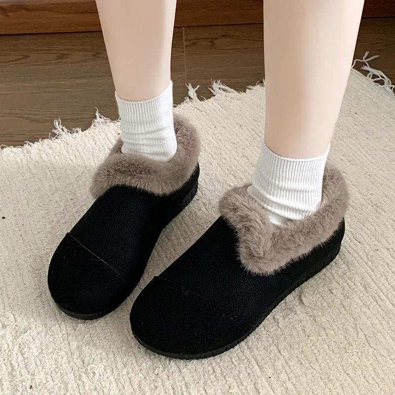 Winter Shoes Women Loafers Female Footwear Casual Shoes Women Flat Heel Leather Retro Winter Lightweight Fashion Comfy 35-41