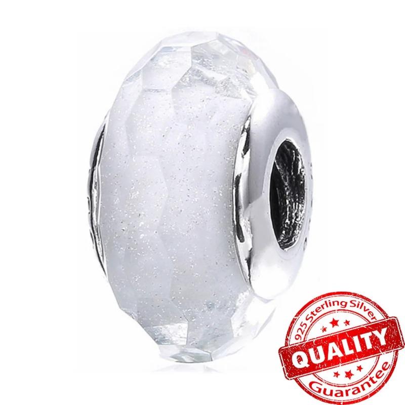 Murano Glass Series 925 Silver Curved Feathers & Fortunate Four-leaf Clover Charm Fits Bracelet Exquisite Gifts