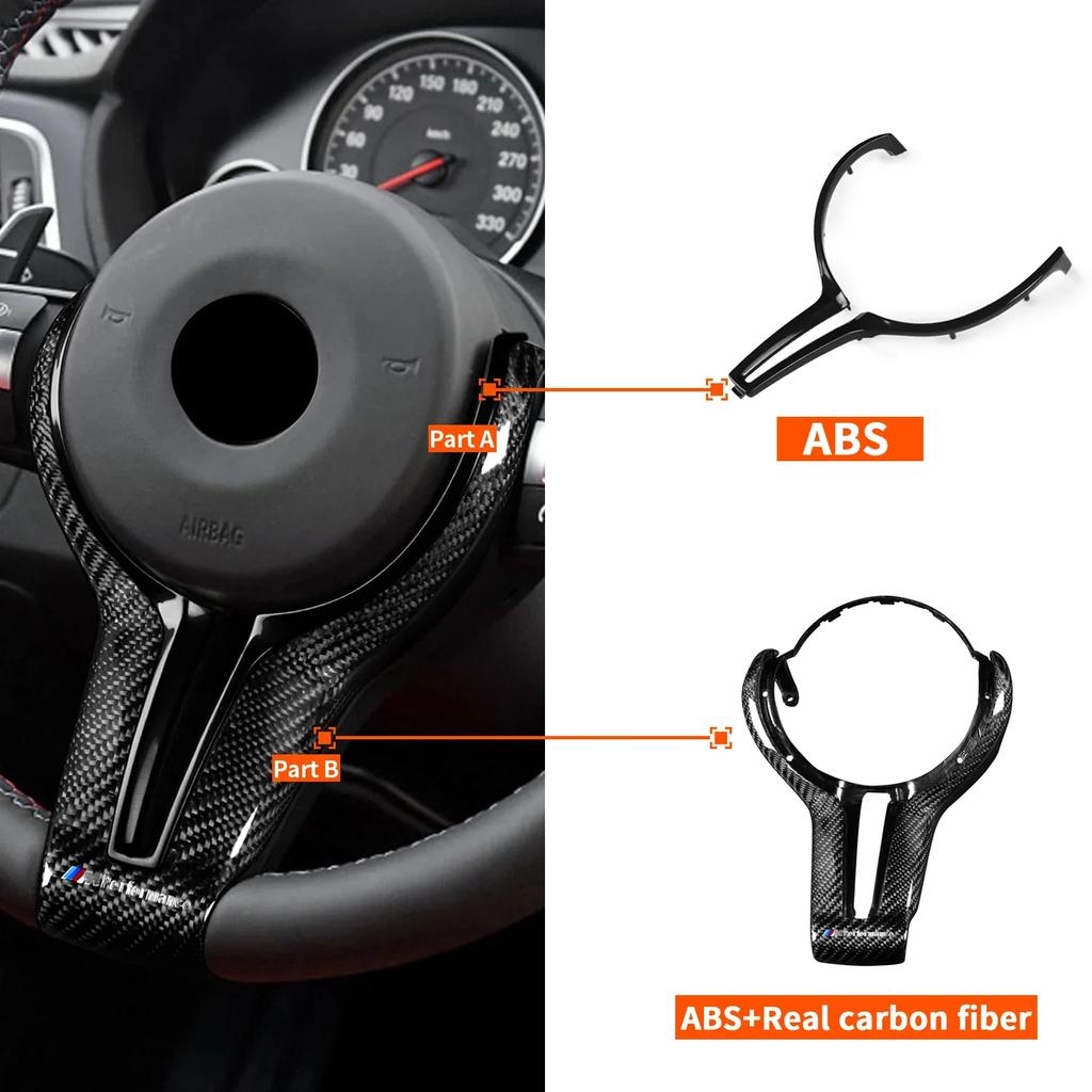 M Power Steering Wheel Covers Car Carbon Fiber M Sport Steering Wheel Trim for BMW M2 F87 M3 F80 M4 F82 M5 F10 M6 F06