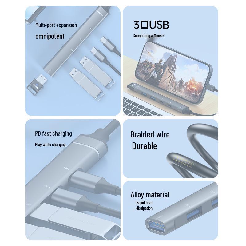 5-в-1 USB 3.0 хаб с Type-C для мобильных телефонов: Подключите мышь, клавиатуру, флешку, OTG