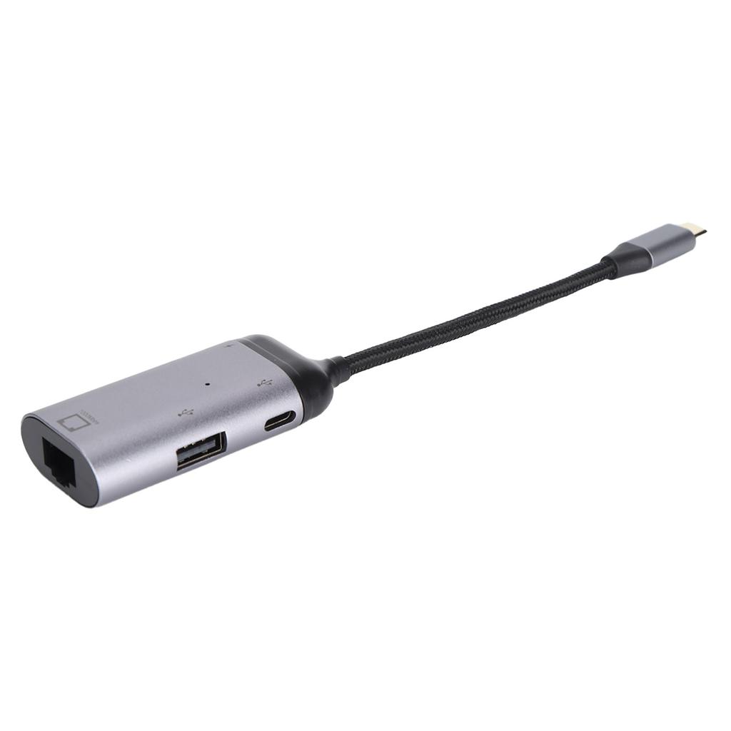 Многофункциональный адаптер 3-в-1 Type C, Type C Male на RJ45, PD, USB A Female